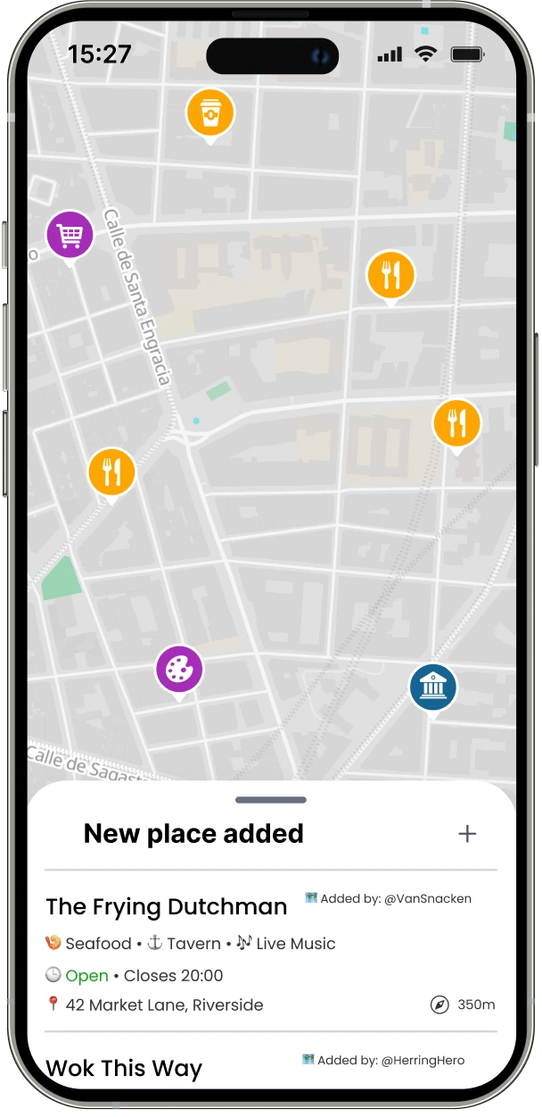 MapMetrics mobile app interface showing community-powered mapping features