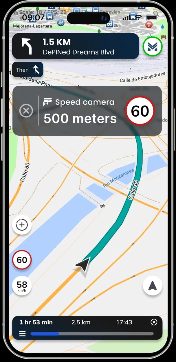 MapMetrics real-time traffic navigation